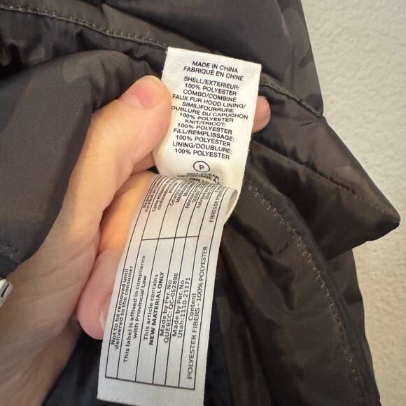 Avec Les Filles Faux Fur-lined Double-layer Puffer Jacket Olive Camo Size Small - Picture 6 of 7